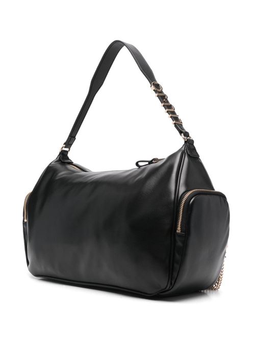 Borsa mini a spalla donna nera in eco pelle con logo dorato in metallo  sulla tracolla LIU JO | AF4107-E003922222